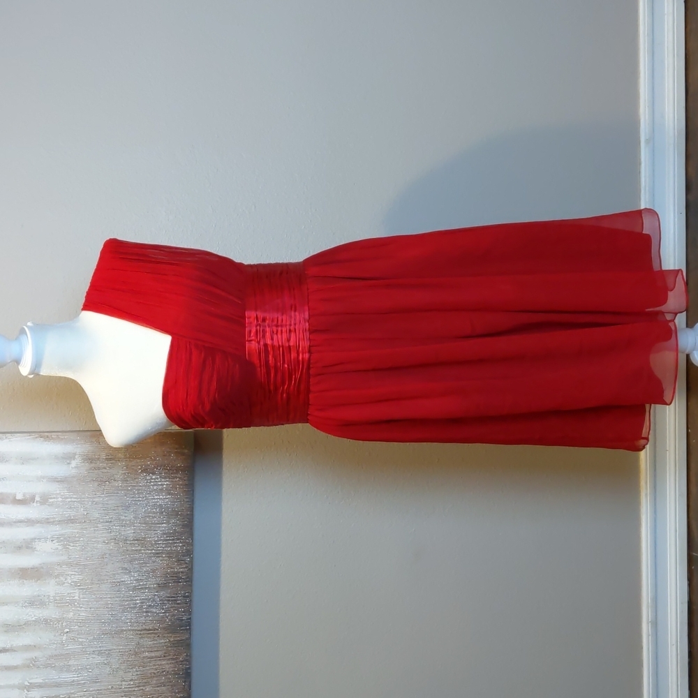 Maggie London Red Silk One Shoulder Dress
